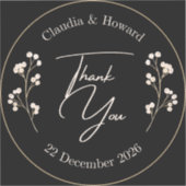 Howard und Claudia Vielen Dank Aufkleber (Vorderseite)