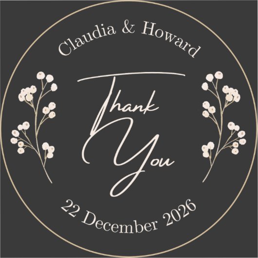 Howard und Claudia Vielen Dank Aufkleber (Vorderseite)