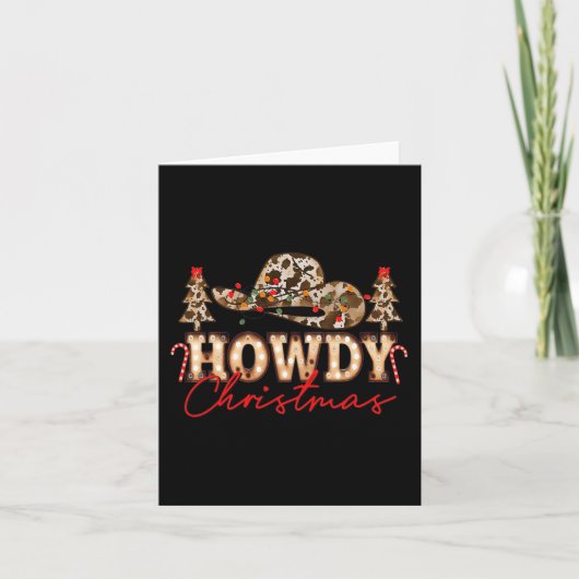 HowChristmas Santa Niedlich Leopard Western Cowgir Karte (Vorderseite)