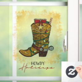 Howday Weihnachten Lights Cowboy Boot Fensteraufkleber