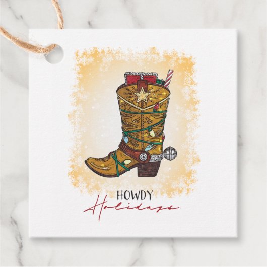 Howday Weihnachten Lights Cowboy Boot Geschenkanhänger (Vorderseite)
