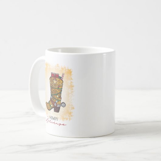 Howday Weihnachten Lights Cowboy Boot Kaffeetasse (Vorderseite Links)