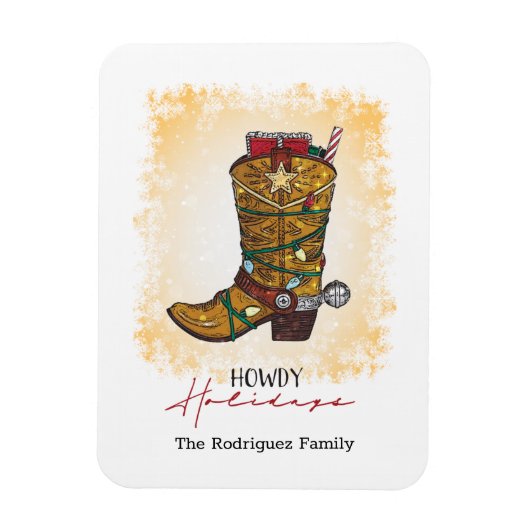Howday Weihnachten Lights Cowboy Boot Magnet (Vertikal)