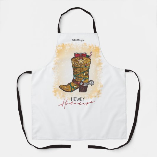 Howday Weihnachten Lights Cowboy Boot Schürze (Vorderseite)