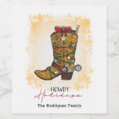 Howday Weihnachten Lights Cowboy Boot Weinetikett (Einzelnes Label)