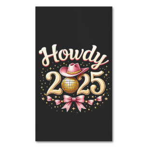 Howdy 2025 New Year Eve Cowboy Western Magnetische Visitenkarte