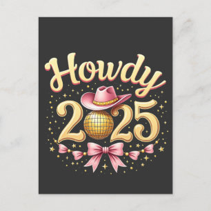 Howdy 2025 New Year Eve Cowboy Western Postkarte