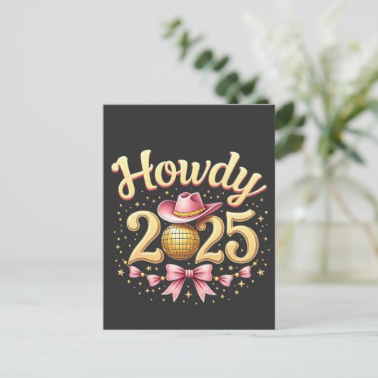 Howdy 2025 New Year Eve Cowboy Western Postkarte (Stehend Vorderseite)