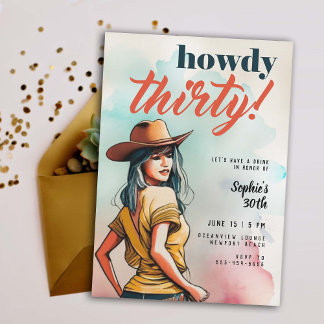 Howdy 30 Country Western Chic 30. Geburtstag Einladung