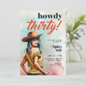 Howdy 30 Country Western Chic 30. Geburtstag Einladung (Stehend Vorderseite)
