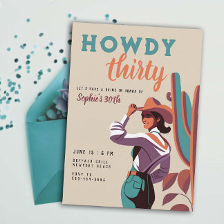 Howdy 30 Retro Country Western 30. Geburtstag Einladung