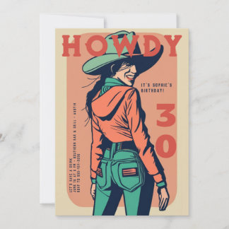 Howdy 30 Western Retro Pink Poster 30. Geburtstag Einladung
