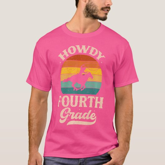 Howdy 4. Klasse Lehrer Rodeo Zurück zur Schule Wes T-Shirt (Vorderseite)