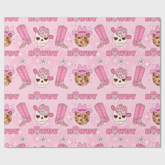 Howdy and Disco Cowgirl Pattern Geschenkpapier (Flach)