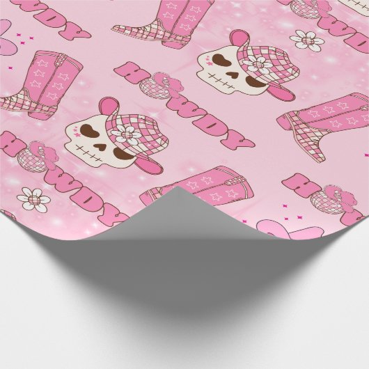 Howdy and Disco Cowgirl Pattern Geschenkpapier (Ecke)