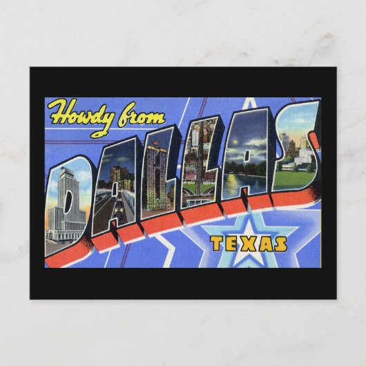 Howdy aus Dallas Texas Postkarte (Vorderseite)