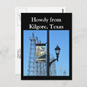 Howdy aus Kilgore, Texas, Oil Derricks on Main St. Postkarte (Vorne/Hinten)