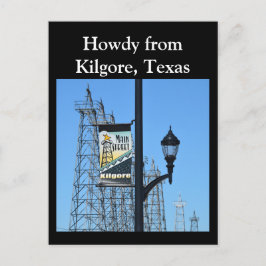 Howdy aus Kilgore, Texas, Oil Derricks on Main St. Postkarte