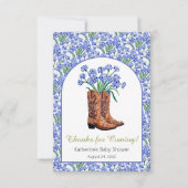 Howdy Baby Bluebonnets Cowboy Baby Dusche Dankeskarte (Vorderseite)