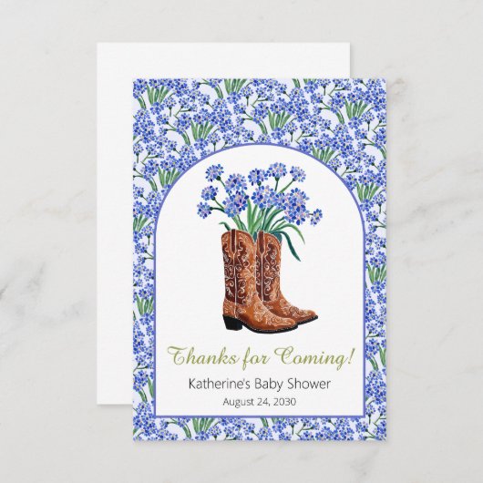 Howdy Baby Bluebonnets Cowboy Baby Dusche Dankeskarte (Vorne/Hinten)