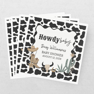 Howdy Baby Green Tan Cowboy Baby Shower Serviette