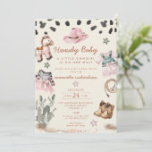 Howdy Baby Little Cowgirl Babydusche Einladung (Stehend Vorderseite)