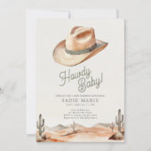 Howdy Baby Western Desert Baby Shower Einladung (Vorderseite)