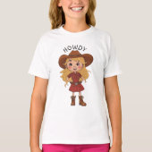 Howdy Cartoon Cowgirl Country Cowboy Hat Kinder Ge T-Shirt (Vorderseite)