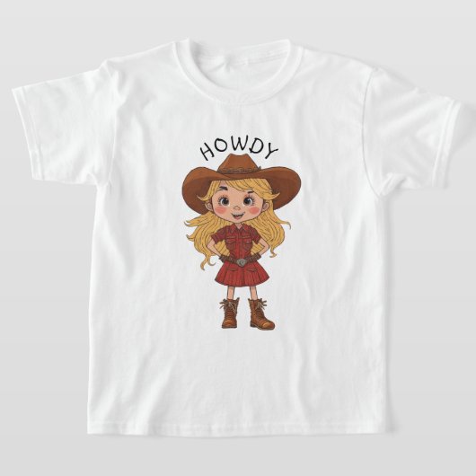 Howdy Cartoon Cowgirl Country Cowboy Hat Kinder Ge T-Shirt (Ablage )