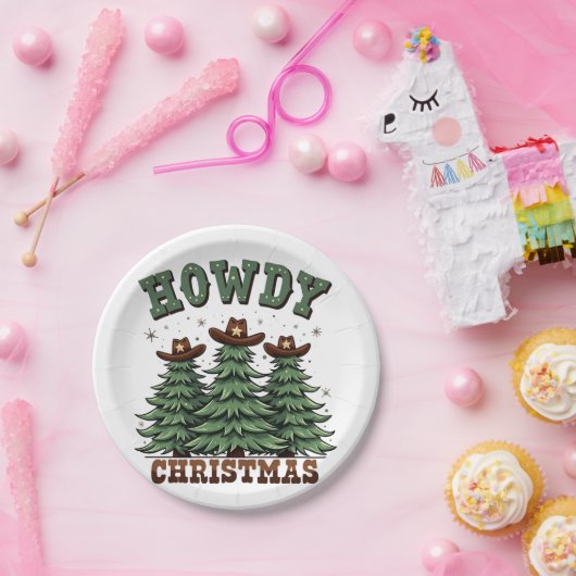 Howdy Christmas Cactus Western Xmas Pappteller (Party)