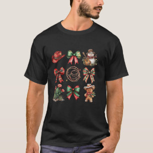 Howdy Christmas Coquette Bow Snowman Gingerbrew C T-Shirt