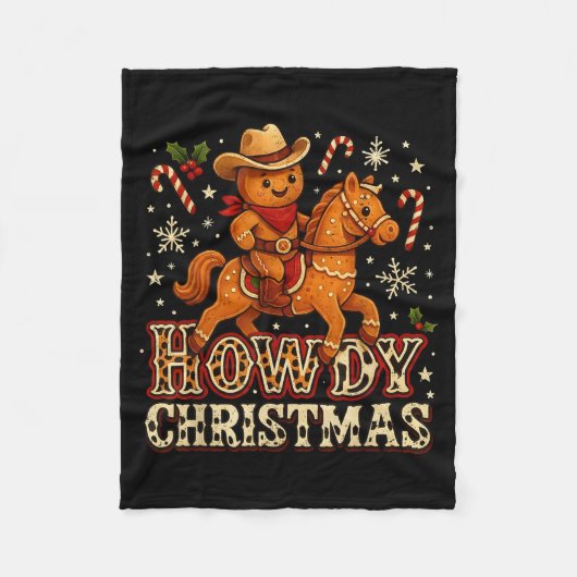 Howdy Christmas Cowboy Gingerbread Design Fleecedecke (Vorderseite)