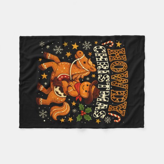 Howdy Christmas Cowboy Gingerbread Design  Fleecedecke (Vorderseite (Horizontal))
