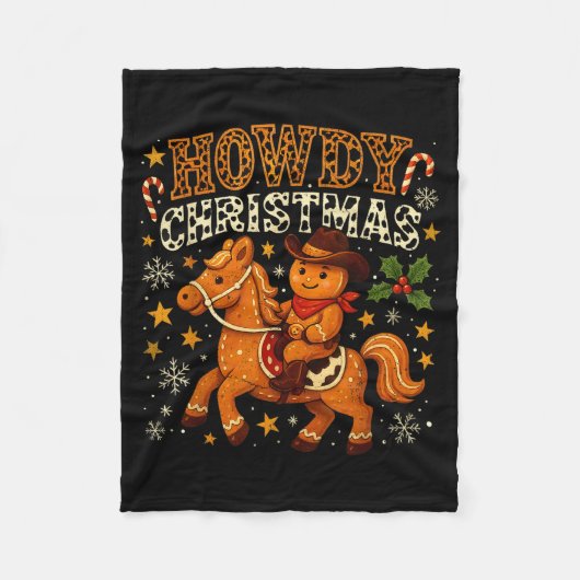 Howdy Christmas Cowboy Gingerbread Design Fleecedecke (Vorderseite)