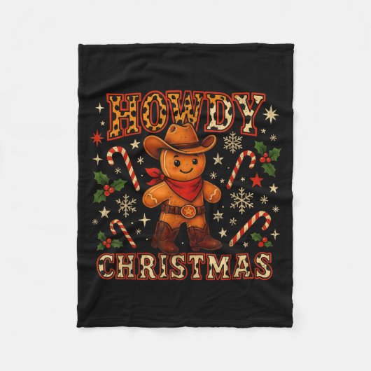 Howdy Christmas Cowboy Gingerbread Design Fleecedecke (Vorderseite)