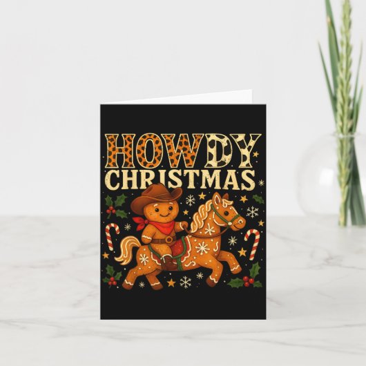 Howdy Christmas Cowboy Gingerbread Design Karte (Vorderseite)