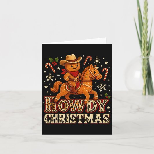 Howdy Christmas Cowboy Gingerbread Design Karte (Vorderseite)