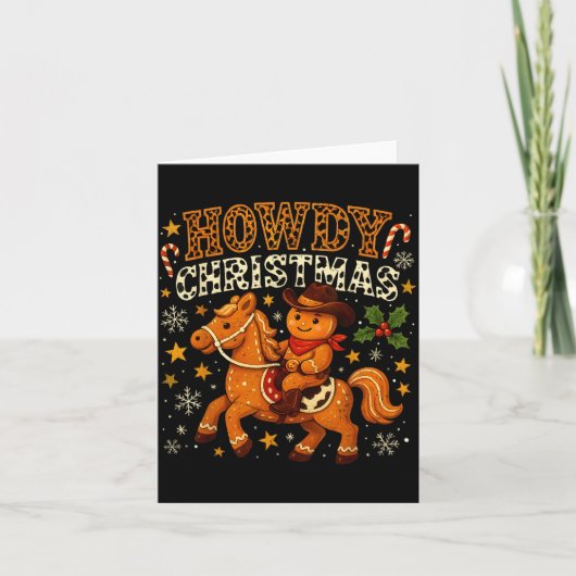 Howdy Christmas Cowboy Gingerbread Design  Karte (Vorderseite)