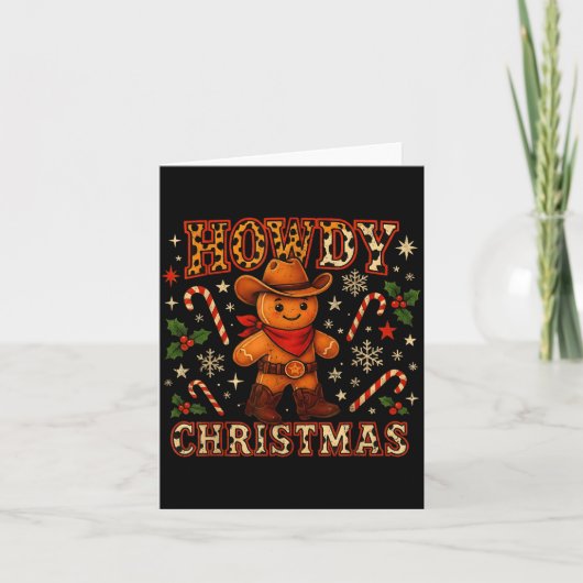 Howdy Christmas Cowboy Gingerbread Design Karte (Vorderseite)