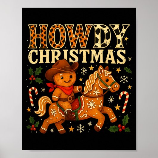 Howdy Christmas Cowboy Gingerbread Design Poster (Vorne)