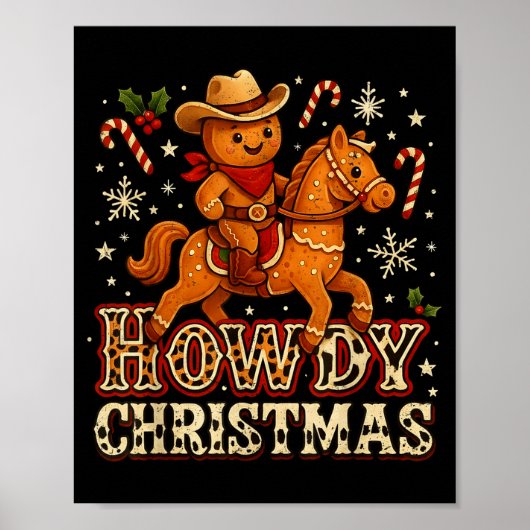 Howdy Christmas Cowboy Gingerbread Design Poster (Vorne)