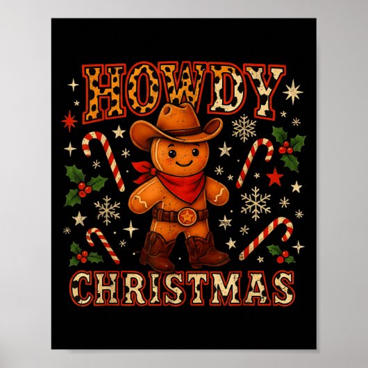 Howdy Christmas Cowboy Gingerbread Design Poster (Vorne)