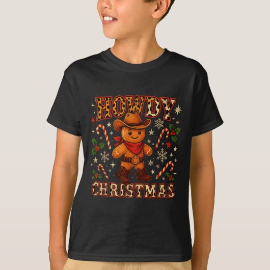 Howdy Christmas Cowboy Gingerbread Design T-Shirt (Vorderseite)