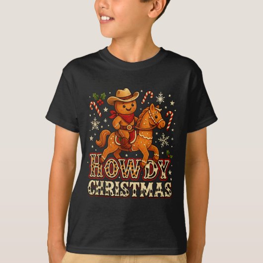 Howdy Christmas Cowboy Gingerbread Design  T-Shirt (Vorderseite)