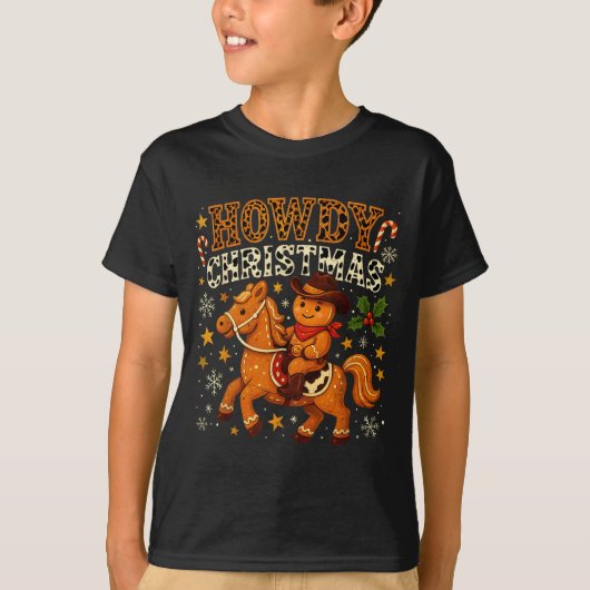 Howdy Christmas Cowboy Gingerbread Design T-Shirt (Vorderseite)