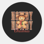 Howdy Christmas Cowboy Gingerbread Man Western Cou Runder Aufkleber (Vorderseite)