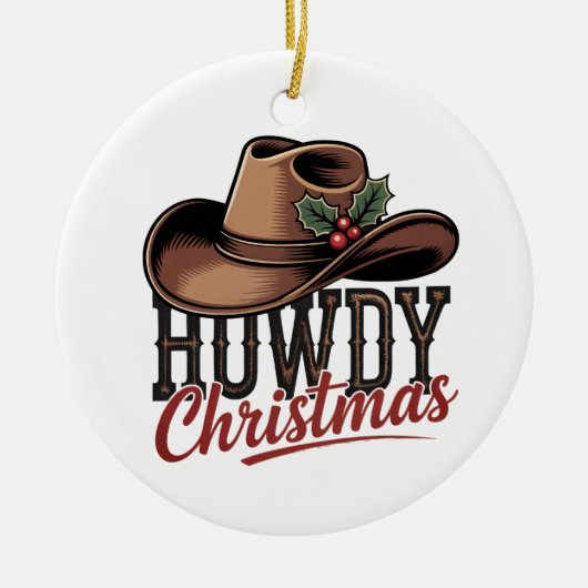 Howdy Christmas Cowboy Hat – Western Holiday Decor Keramik Ornament (Vorne)