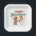 Howdy Christmas Cowboy Snowman Western Funny Pappteller<br><div class="desc">Howdy Christmas Cowboy Snowman Western Funny</div>