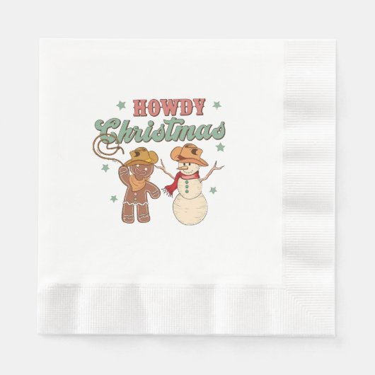 Howdy Christmas Cowboy Snowman Western Funny Serviette (Vorderseite)