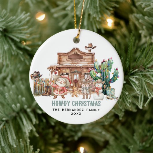 Howdy Christmas | Fun Western Desert Foto Keramik Ornament (Baum)